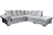 Royal Right Corner Sofa in Silver Crushed Velvet