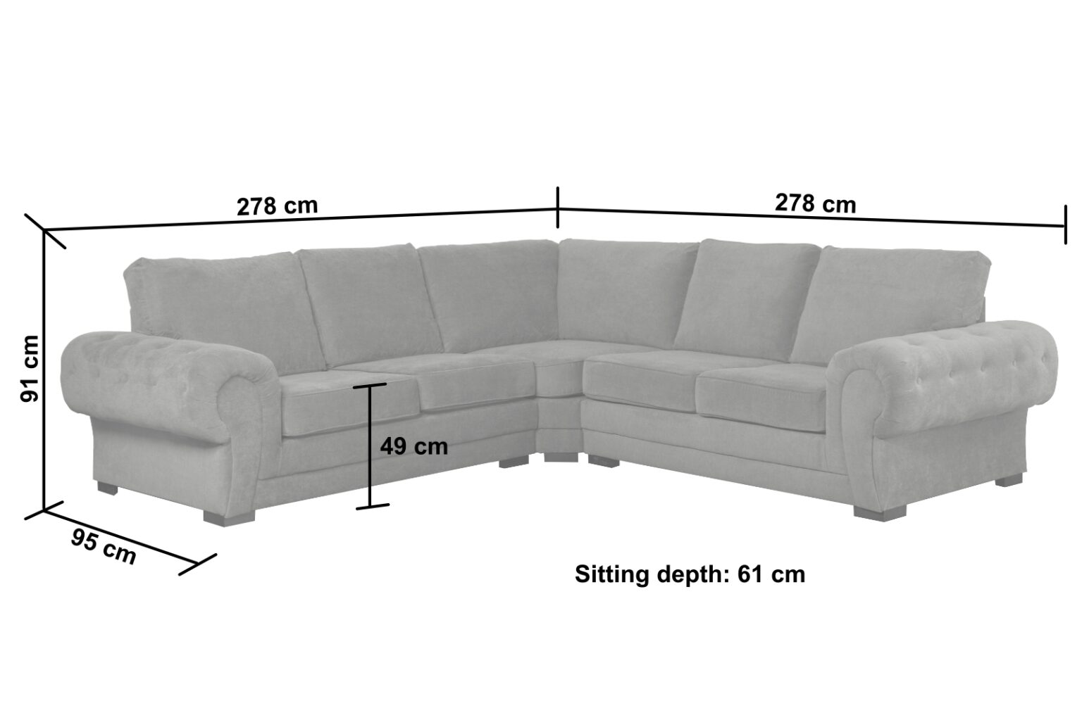 Verona Corner Sofa (2C2) Formal Back Cushions SofaPlace.co.uk